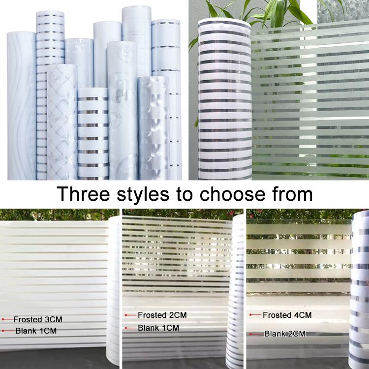 5pcs/Pack Static Electricity Anti-Collision Striped Frosted Privacy Glass Sticker, Small Stripes 30cm x 1m, Small Stripes 40cm x 1m, Small Stripes 50cm x 1m, Large Stripes 30cm x 1m, Large Stripes 40cm x 1m, Large Stripes 50cm x 1m                     ...