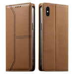 Stitched Line Magnetic RFID Vegan Leather Phone Case, For iPhone X / XS, For iPhone XR, For iPhone XS Max, For iPhone 8 Plus / 7 Plus