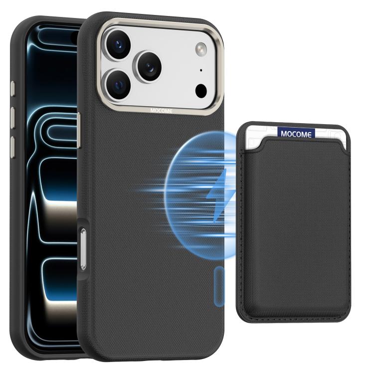Mocome Plain Magnetic Card Bag Phone Case, For iPhone 17 Pro Max, For iPhone 17 Pro