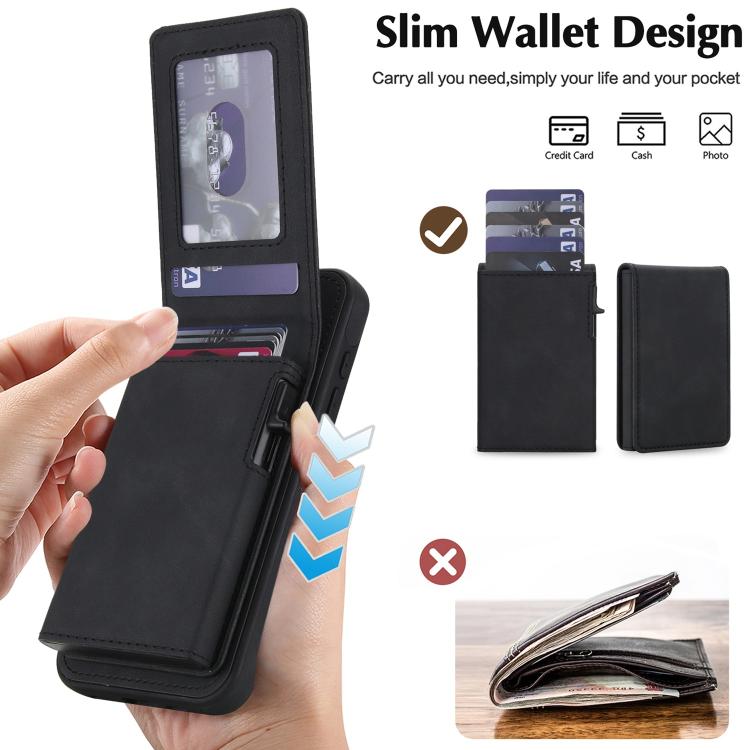 Retro Faux Leather Detachable Spring Loaded Card Bag Magnetic RFID Phone Case, For iPhone 17e / 16e, For iPhone 17 Pro Max, For iPhone 17 Pro, For iPhone 15 Plus, For iPhone 15, For iPhone 14 Plus, For iPhone 14 / 13, For iPhone 12 / 12 Pro