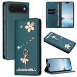 Ballet Girl Diamond Studded RFID Vegan Leather Phone Case, For iPhone 17e / 16e, For iPhone 17 Pro Max, For iPhone 17 Pro, For iPhone 17, For iPhone Air, For iPhone 16 Pro Max