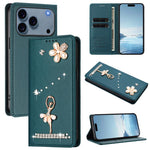 Ballet Girl Diamond Studded RFID Vegan Leather Phone Case, For iPhone 17e / 16e, For iPhone 17 Pro Max, For iPhone 17 Pro, For iPhone 17, For iPhone Air, For iPhone 16 Pro Max