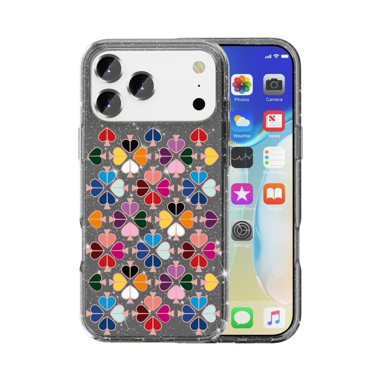 Glittering Crystal Red Heart Pattern Phone Case, For iPhone 17 Pro Max, For iPhone 17 Pro