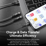 ROCK RCB0790 1.2m 3-in-1 USB to 8 Pin + Type-C + Micro USB Metal Braided Charging Cable, RCB0790