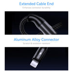ROCK RCB0790 1.2m 3-in-1 USB to 8 Pin + Type-C + Micro USB Metal Braided Charging Cable, RCB0790