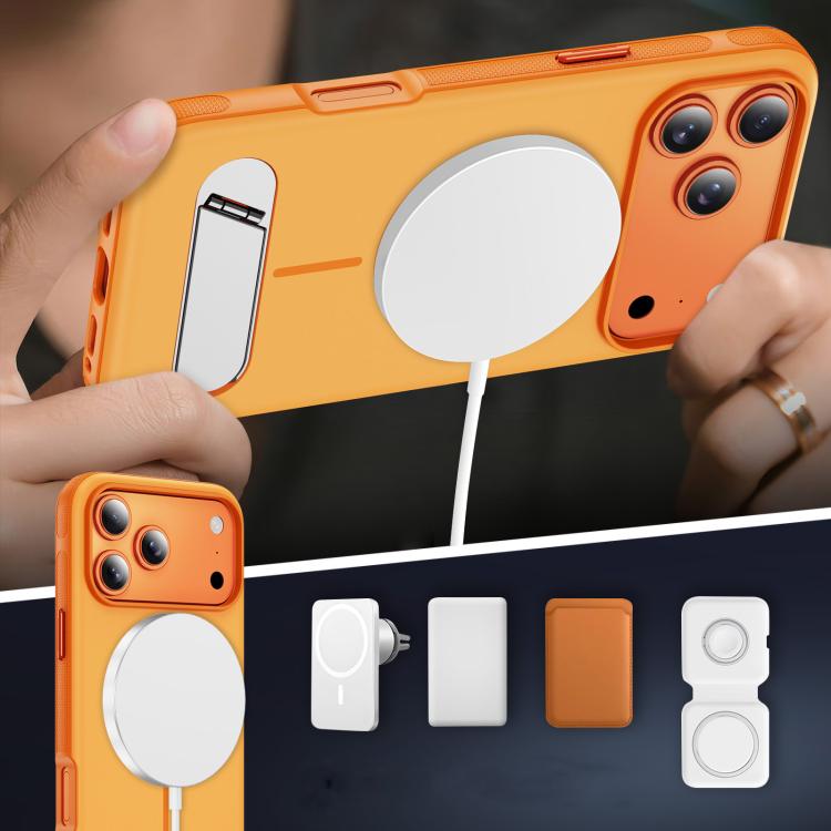 Two-colors Imitation Original Magnetic Phone Case with Holder, For iPhone 17 Pro Max, For iPhone 17 Pro