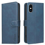 Solid Color Calfskin Texture RFID Vegan Leather Phone Case, For iPhone XS Max, For iPhone 6 Plus/7 Plus/8 Plus, For iPhone 6 / 7 / 8
