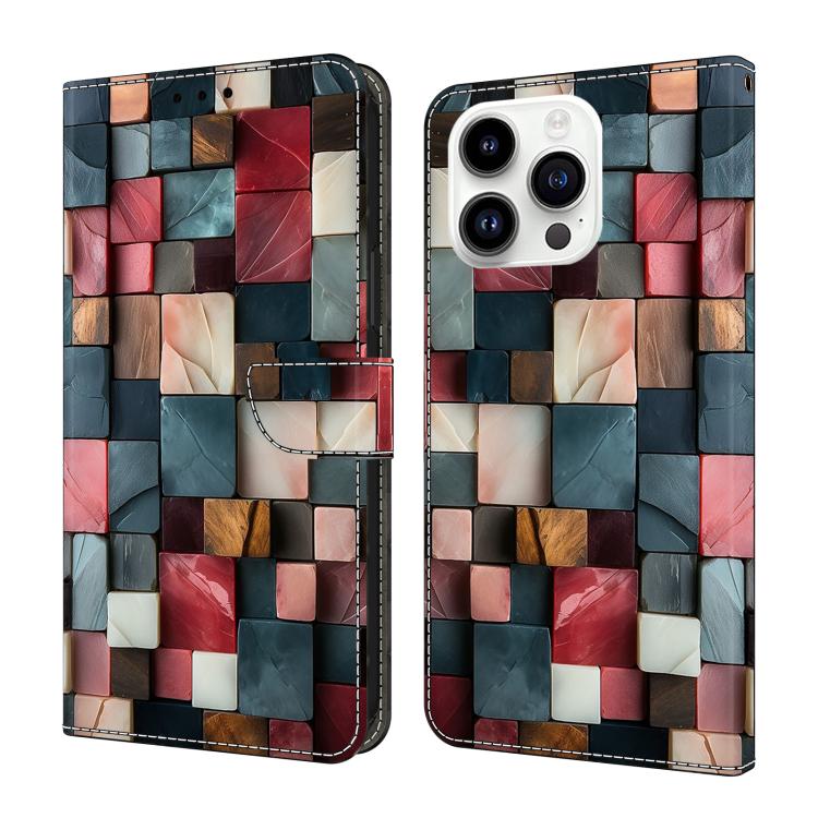 Crystal-Like Painted Vegan Leather Phone Case, For iPhone 15 Pro Max, For iPhone 15 Pro, For iPhone 14 / 13, For iPhone 14 Pro