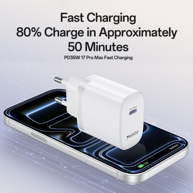 Yesido YC107 PD35W USB-C / Type-C Single Port Fast Charger Set with Type-C to Type-C Cable, YC107