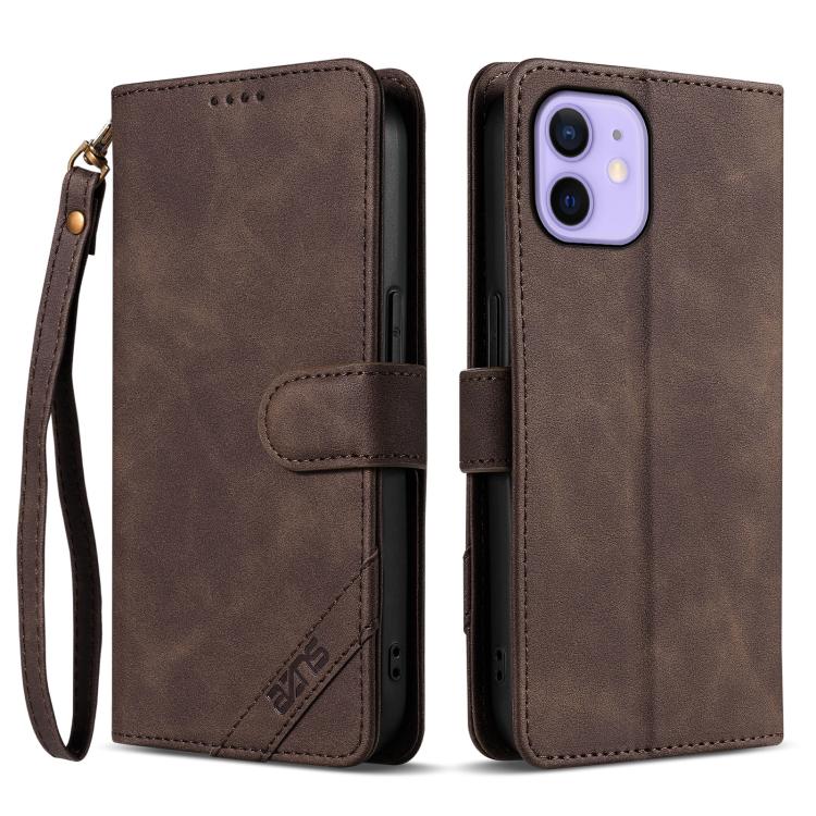 AZNS A2 Series Tri-Card Wallet RFID Vegan Leather Phone Case with Strap, For iPhone 13 Pro, For iPhone 13, For iPhone 12, For iPhone 12 Pro Max, For iPhone 12 Pro, For iPhone 11 Pro Max, For iPhone 11, For iPhone 11 Pro