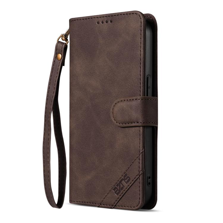 AZNS A2 Series Tri-Card Wallet RFID Vegan Leather Phone Case with Strap, For iPhone 13 Pro, For iPhone 13, For iPhone 12, For iPhone 12 Pro Max, For iPhone 12 Pro, For iPhone 11 Pro Max, For iPhone 11, For iPhone 11 Pro