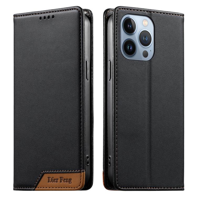 Dierfeng Splicing Strong Magnetic RFID Vegan Leather Phone Case, For iPhone 14 Pro Max, For iPhone SE 2022 / SE 2020 / 8 / 7, For iPhone 13 Pro Max, For iPhone 13 Pro, For iPhone 13 mini, For iPhone 12 / 12 Pro, For iPhone 12 Pro Max, For iPhone 12 mini
