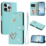 ZS01 Double-Layer Heart Floral Vegan Leather Phone Case with Wrist Strap, For iPhone 13 Pro, For iPhone 12 / 12 Pro, For iPhone 12 Pro Max, For iPhone 11 Pro Max, For iPhone 11, For iPhone 11 Pro