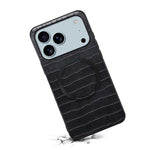 Denior A09 Crocodile Texture PU Vegan Leather Magnetic Phone Case, For iPhone 17 Pro Max, For iPhone 17 Pro