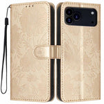Sunflower Embossed Vegan Leather Phone Case with Small Black Rope, For iPhone 16e / 17e, For iPhone 17 Pro Max, For iPhone 17 Pro, For iPhone 17, For iPhone Air, For iPhone 16 Pro Max, For iPhone 16 Pro, For iPhone 16 Plus