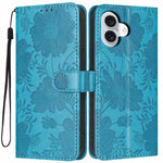 Sunflower Embossed Vegan Leather Phone Case with Small Black Rope, For iPhone 16e / 17e, For iPhone 17 Pro Max, For iPhone 17 Pro, For iPhone 17, For iPhone Air, For iPhone 16 Pro Max, For iPhone 16 Pro, For iPhone 16 Plus