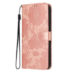 Sunflower Embossed Vegan Leather Phone Case with Small Black Rope, For iPhone 14, For iPhone 14 Pro, For iPhone 14 Pro Max, For iPhone 13 Pro Max, For iPhone 13 Pro, For iPhone 13, For iPhone 12 / 12 Pro, For iPhone 12 Pro Max