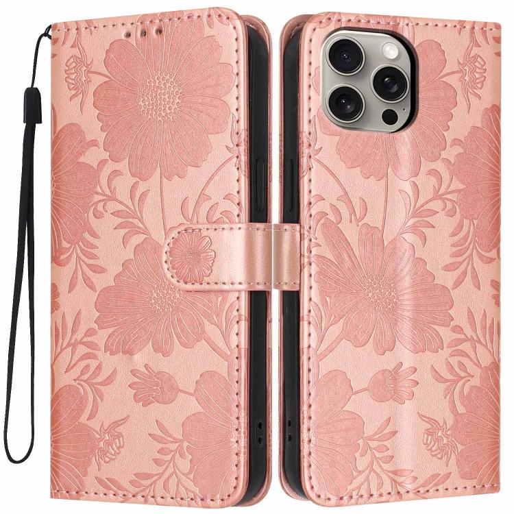 Sunflower Embossed Vegan Leather Phone Case with Small Black Rope, For iPhone 14 Pro Max, For iPhone 13 Pro Max, For iPhone 13 Pro, For iPhone 13, For iPhone 12 / 12 Pro, For iPhone 12 Pro Max, For iPhone 11 Pro Max, For iPhone 11
