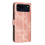 Sunflower Embossed Vegan Leather Phone Case with Small Black Rope, For iPhone 18 Pro, For iPhone 18 Pro Max, For iPhone 16e / 17e, For iPhone 17 Pro Max, For iPhone 17 Pro, For iPhone 17, For iPhone Air, For iPhone 16 Pro Max