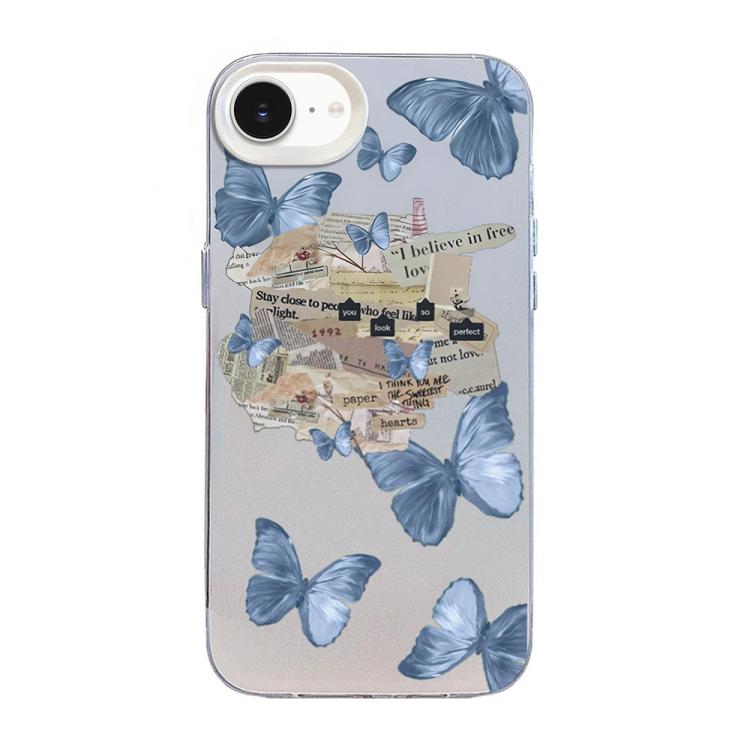 Butterfly Pattern Silver Plating PC Hybrid TPU Phone Case, For iPhone 15, For iPhone 14 Plus, For iPhone 14, For iPhone 14 Pro, For iPhone 14 Pro Max, For iPhone SE 2022 / SE 2020