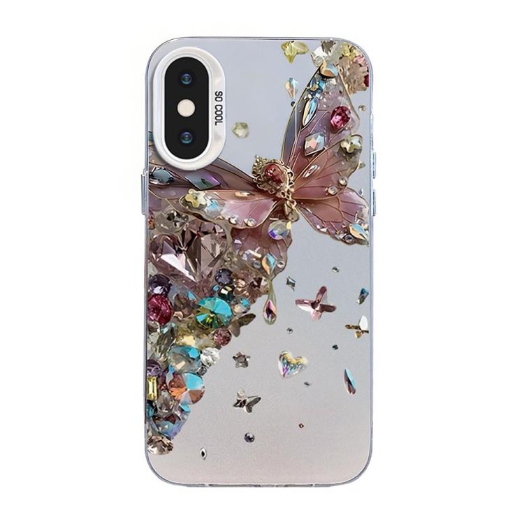 Butterfly Pattern Silver Plating PC Hybrid TPU Phone Case, For iPhone XS Max, For iPhone 8 Plus / 7 Plus