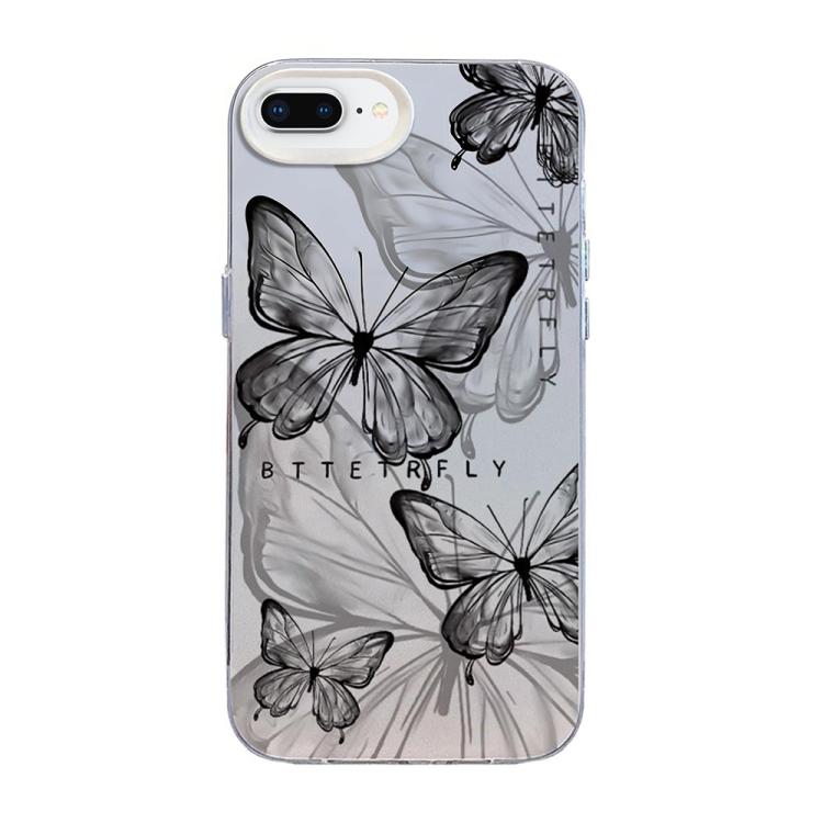 Butterfly Pattern Silver Plating PC Hybrid TPU Phone Case, For iPhone XS Max, For iPhone 8 Plus / 7 Plus