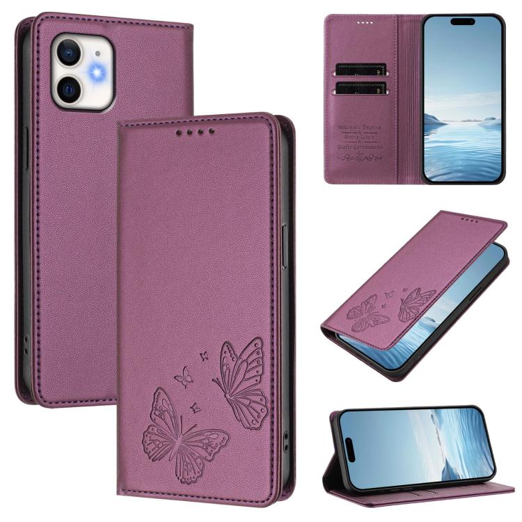 Strong Magnetic Dual Butterfly RFID Vegan Leather Phone Case, For iPhone 12 Pro Max, For iPhone 11 Pro Max, For iPhone 11, For iPhone 11 Pro