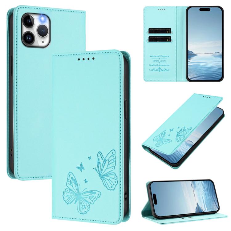Strong Magnetic Dual Butterfly RFID Vegan Leather Phone Case, For iPhone 12 Pro Max, For iPhone 11 Pro Max, For iPhone 11, For iPhone 11 Pro