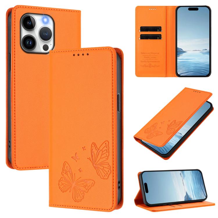 Strong Magnetic Dual Butterfly RFID Vegan Leather Phone Case, For iPhone 14 Pro Max, For iPhone 13 Pro Max, For iPhone 13 Pro, For iPhone 12 / 12 Pro