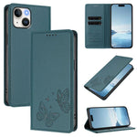 Strong Magnetic Dual Butterfly RFID Vegan Leather Phone Case, For iPhone 16, For iPhone 15 Pro Max, For iPhone 15 Pro, For iPhone 15 Plus