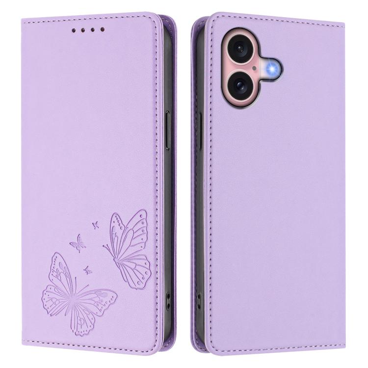 Strong Magnetic Dual Butterfly RFID Vegan Leather Phone Case, For iPhone 16, For iPhone 15 Pro Max, For iPhone 15 Pro, For iPhone 15 Plus