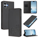 Strong Magnetic Dual Butterfly RFID Vegan Leather Phone Case, For iPhone Air, For iPhone 16 Pro Max, For iPhone 16 Pro, For iPhone 16 Plus