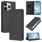 Strong Magnetic Dual Butterfly RFID Vegan Leather Phone Case, For iPhone Air, For iPhone 16 Pro Max, For iPhone 16 Pro, For iPhone 16 Plus