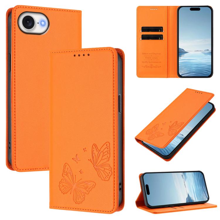 Strong Magnetic Dual Butterfly RFID Vegan Leather Phone Case, For iPhone 17e / 16e, For iPhone 17 Pro Max, For iPhone 17 Pro, For iPhone 17