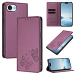 Strong Magnetic Dual Butterfly RFID Vegan Leather Phone Case, For iPhone 17e / 16e, For iPhone 17 Pro Max, For iPhone 17 Pro, For iPhone 17