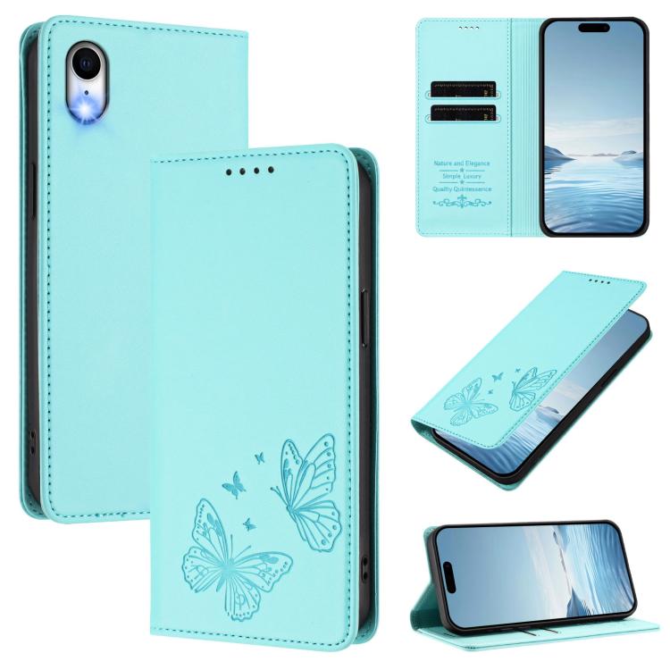 Strong Magnetic Dual Butterfly RFID Vegan Leather Phone Case, For iPhone X / XS, For iPhone XR, For iPhone XS Max, For iPhone 8 Plus / 7 Plus