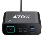 YMX-615-LCD470W 4xType-C and 2xUSB 470W GaN Multi-Function Charger, AU Plug, EU Plug, UK Plug, US Plug