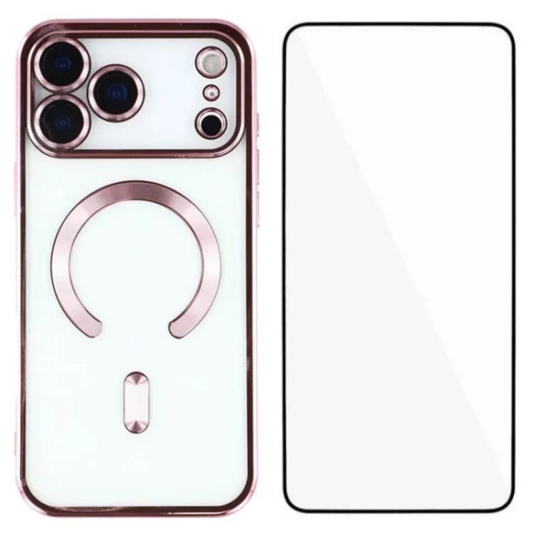 WANLONFENG CD Magnetic Electroplated TPU Phone Case with Screen Protector, For iPhone 17 Pro Max, For iPhone 18 Pro, For iPhone 17 Pro, For iPhone 17, For iPhone Air, For iPhone 16 Pro Max