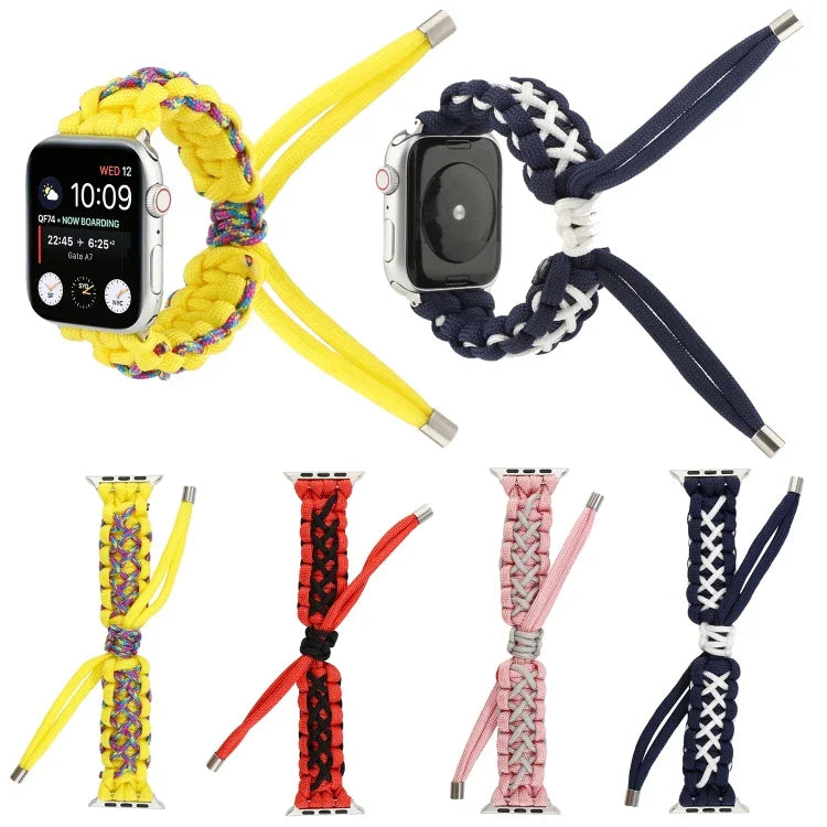 Braided Umbrella Cord Strap, For Apple Series 7 41mm / 6 & SE & 5 & 4 40mm / 3 & 2 & 1 38mm, For Apple Series 7 45mm / 6 & SE & 5 & 4 44mm / 3 & 2 & 1 42mm