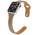 Leather Replacement Strap Watchband with Steel Button, For Apple Watch Series 7  41mm / & 6 & SE & 5 & 4 40mm, For Apple Watch Series  7  45mm / & 6 & SE & 5 & 4 44mm