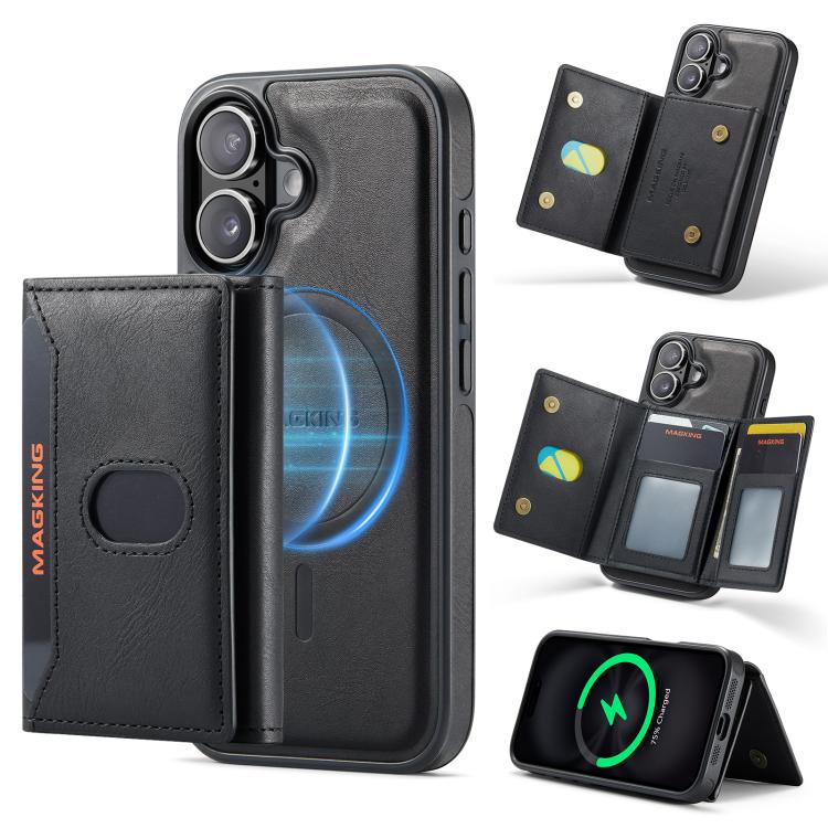 MAGKING K5 Series RFID Tri-fold Card Bag Detachable Magnetic Phone Case, For iPhone 17, For iPhone Air, For iPhone 16 Pro Max, For iPhone 16 Pro, For iPhone 16 Plus, For iPhone 16