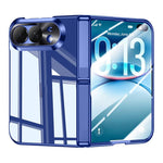 Integrated Shell And Flim Electroplating Transparent Hinge Holder Phone Case, For iPhone Duo