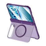 Intergrated Shell And Flim Translucent Hinge Holder Magnetic Phone Case, For iPhone Duo