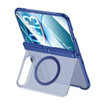 Intergrated Shell And Flim Translucent Hinge Holder Magnetic Phone Case, For iPhone Duo