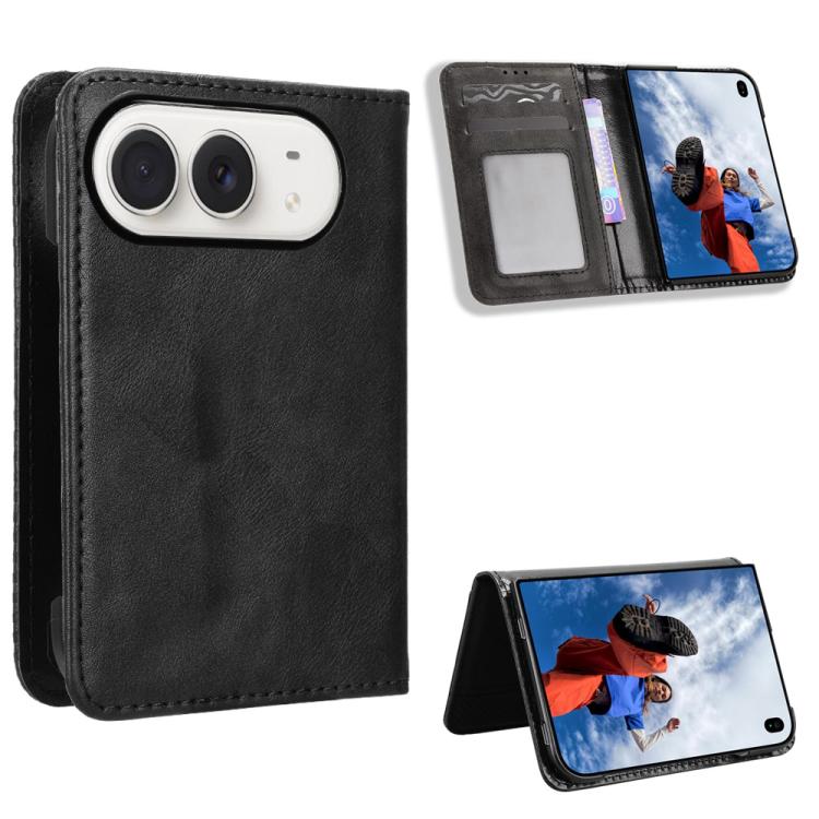 Magnetic Buckle Retro Texture Leather Phone Case, For iPhone Duo
