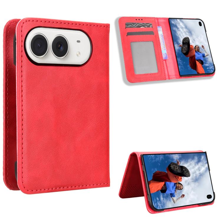 Magnetic Buckle Retro Texture Leather Phone Case, For iPhone Duo