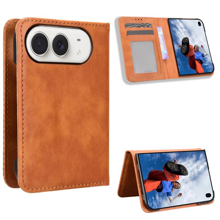 Magnetic Buckle Retro Texture Leather Phone Case, For iPhone Duo