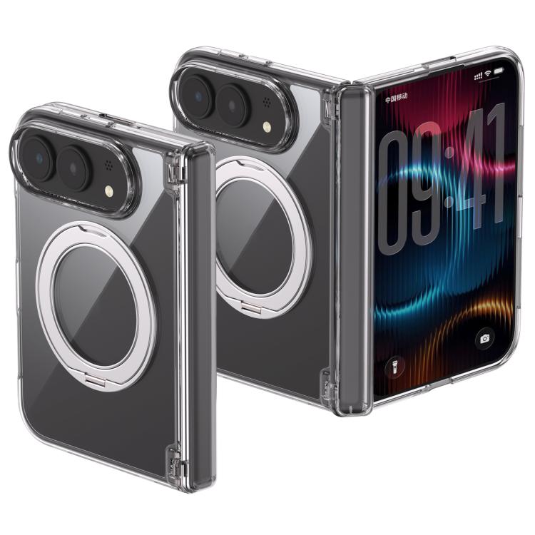 Spring Hinge Magnetic Holder Clear PC Phone Case, For iPhone Duo