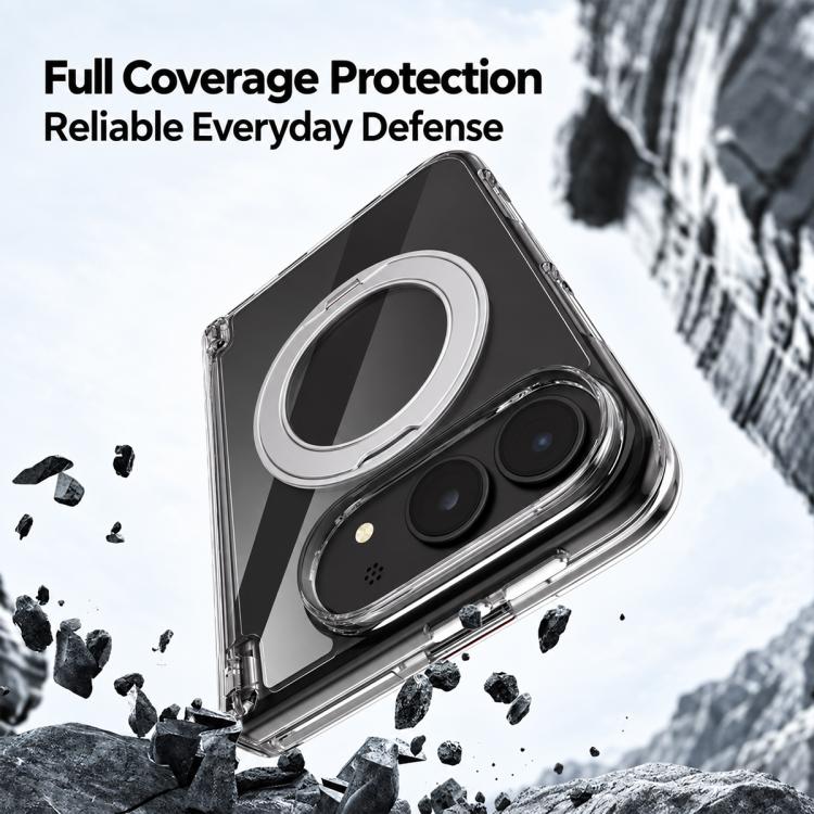 Spring Hinge Magnetic Holder Clear PC Phone Case, For iPhone Duo