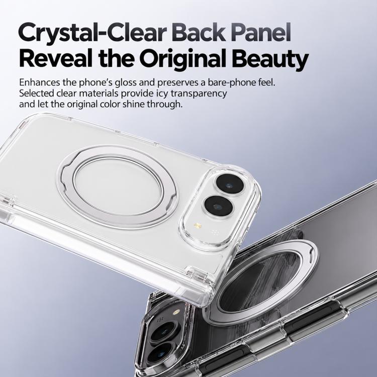 Spring Hinge Magnetic Holder Clear PC Phone Case, For iPhone Duo